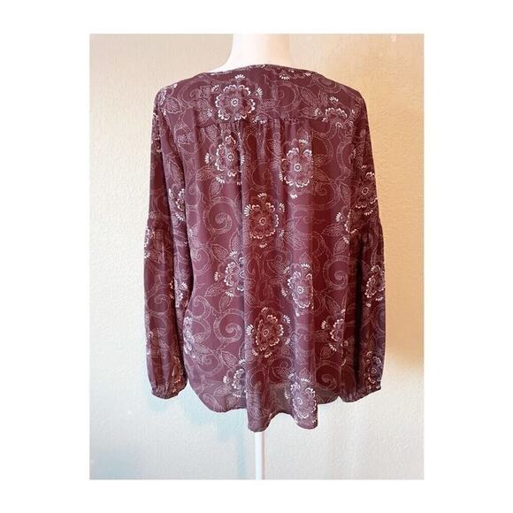 Ann Taylor Burgundy Flowing Top - Picture 2 of 4